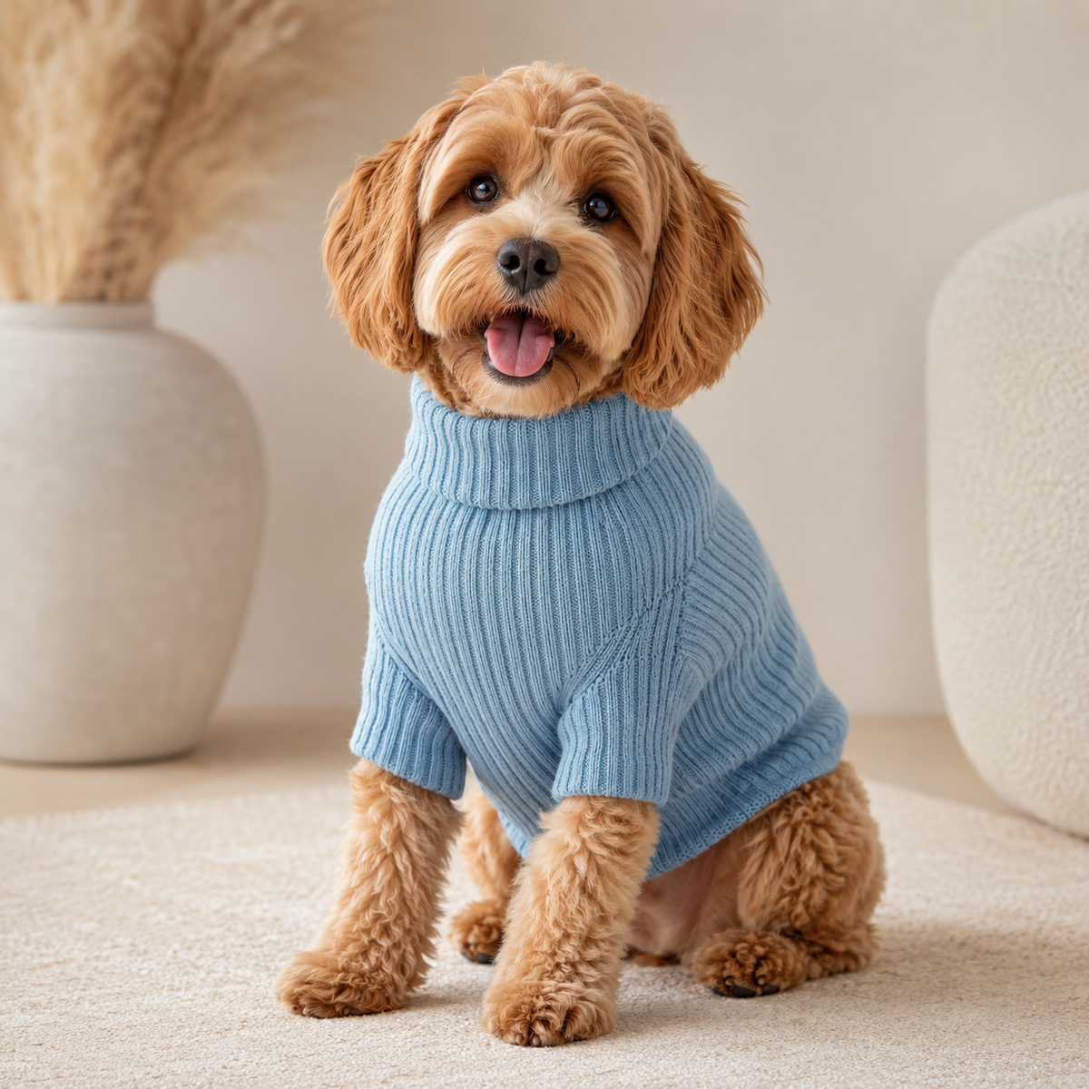 QECUPORA™ CloudSoft Ribbed Dog Sweater – Cozy Knit Pet Pullover, Warm Puppy Winter Clothes for Small & Medium Dogs