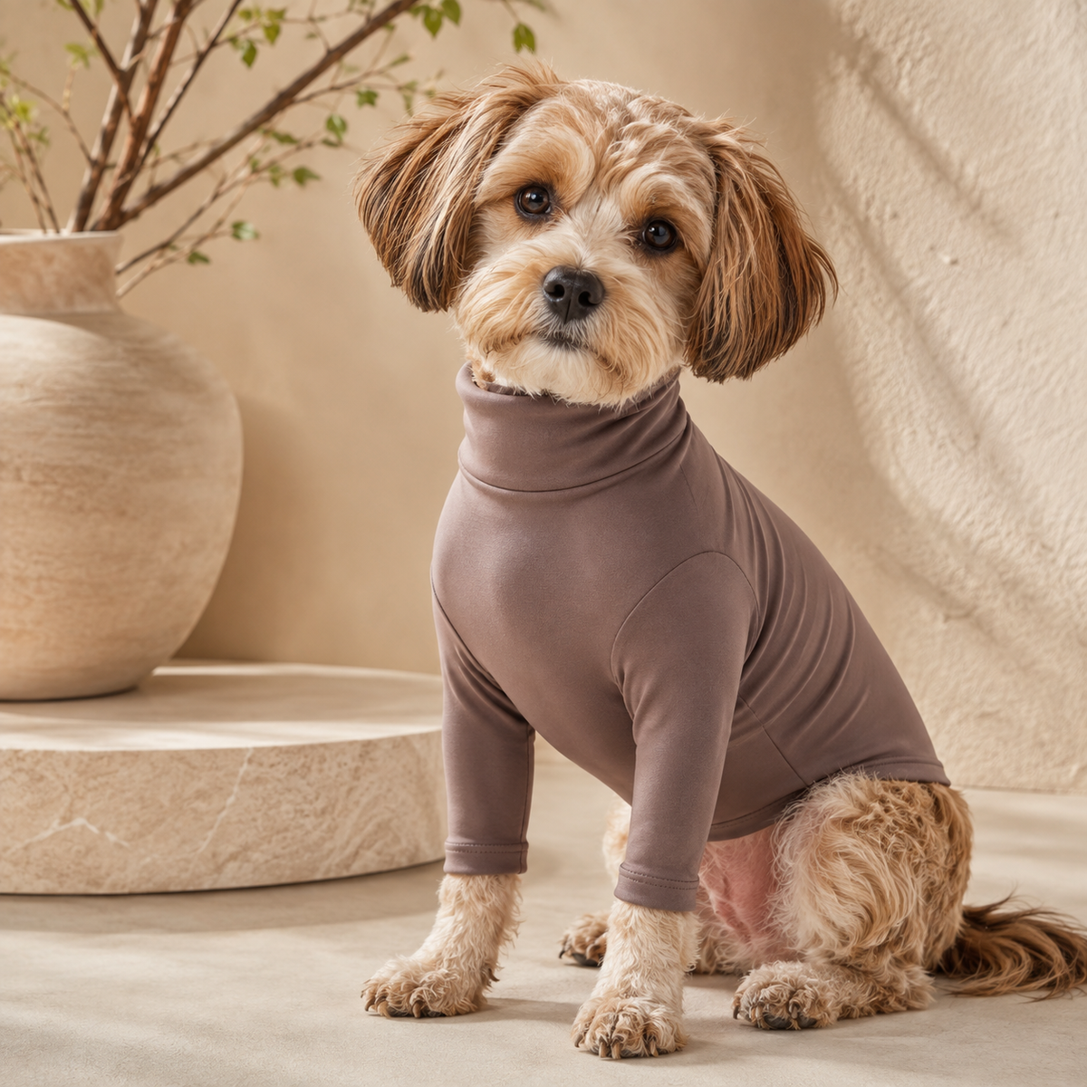 QECUPORA™ Minimal Stretch Dog Turtleneck – Lightweight Pet Base Layer, Soft Long-Sleeve Puppy Shirt for Cool Weather