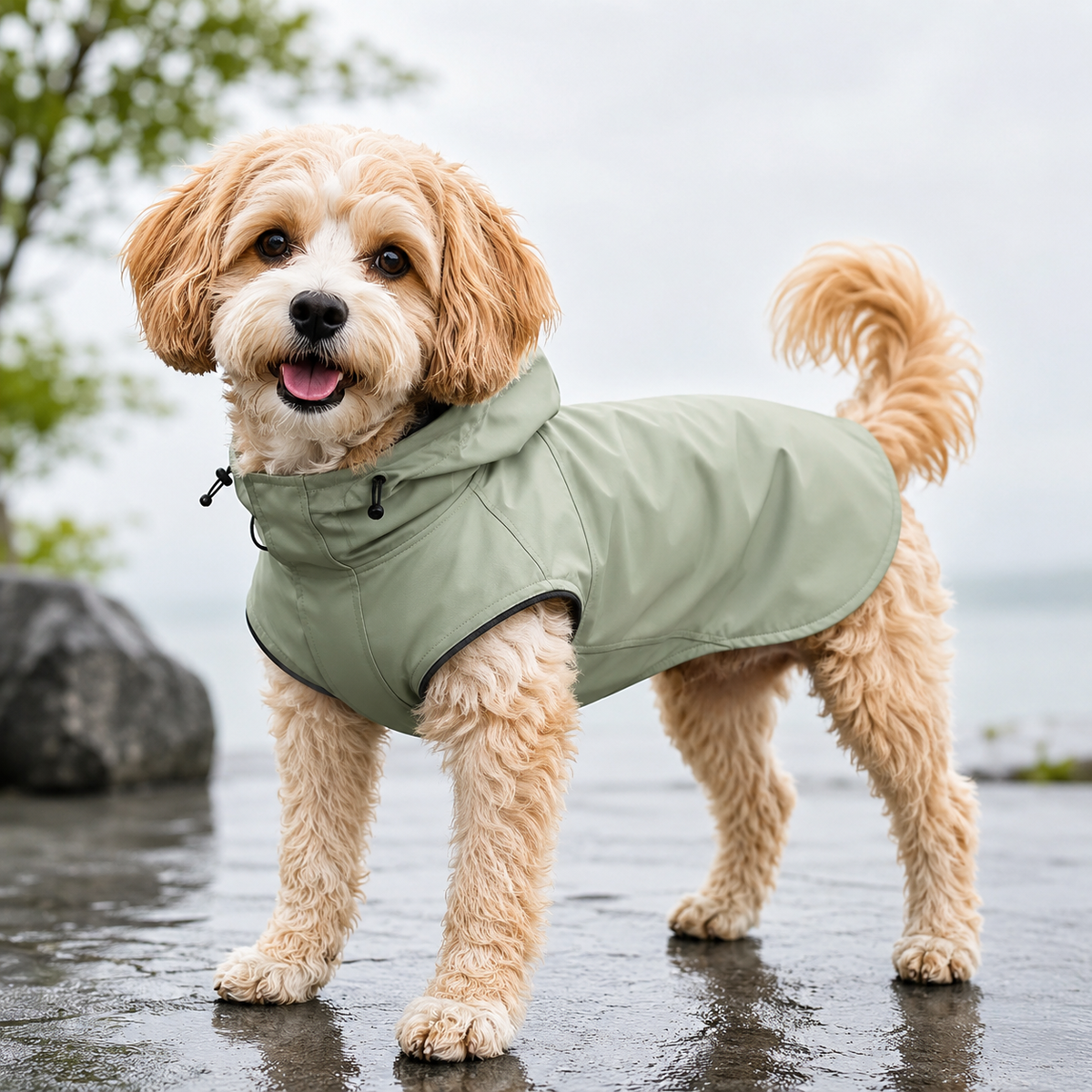QECUPORA™ Rainwalk Water-Resistant Dog Jacket – Lightweight Pet Raincoat, Windbreaker Puppy Coat for Wet Weather